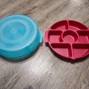 Eclipse 5 sectional serving tray & lid 11 inch and Rubbermaid 7 sectional tray